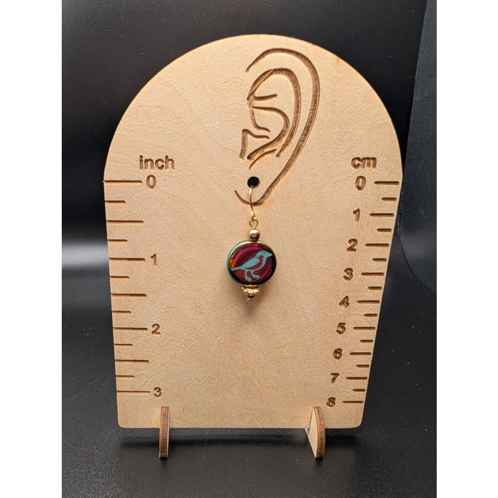 Czech Glass Bird Earrings: Multicolored Boho Dangle Jewelry - Picture 4 of 4